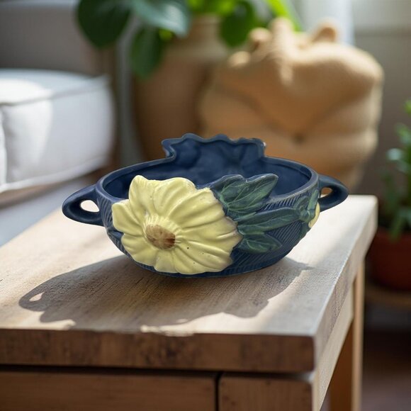 Vintage Roseville Pottery "Dahlrose" Console Bowl – Style 428-6 Circa 1928 - Picture 7 of 11